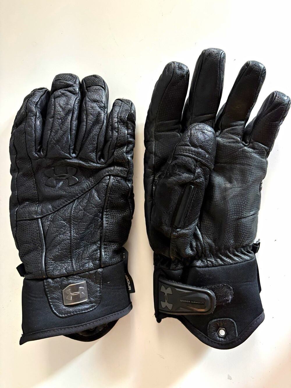 Under Armour Men's Black Leather Insulated Lined Wrist Gloves Size M (0274)